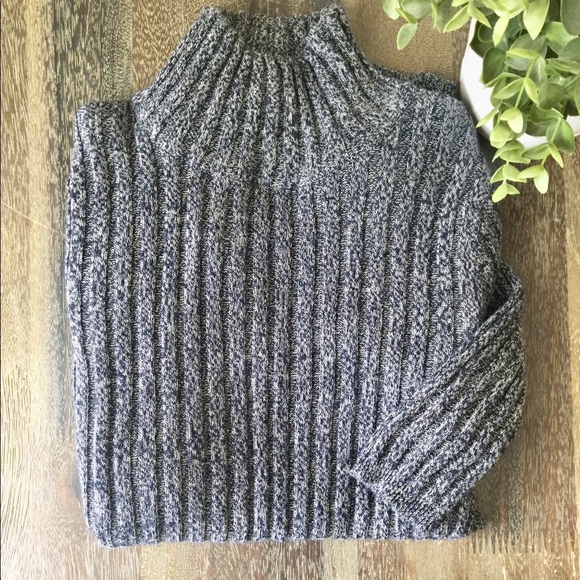 H&M Tops - Textured long sleeve mock turtleneck, Navy